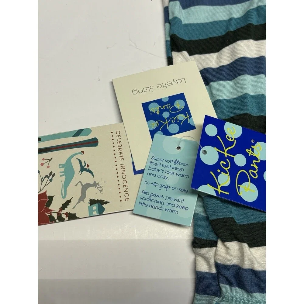KicKee Pants Bamboo Footie Sleeper NWT Newborn Blue Stripe Zip Pajamas